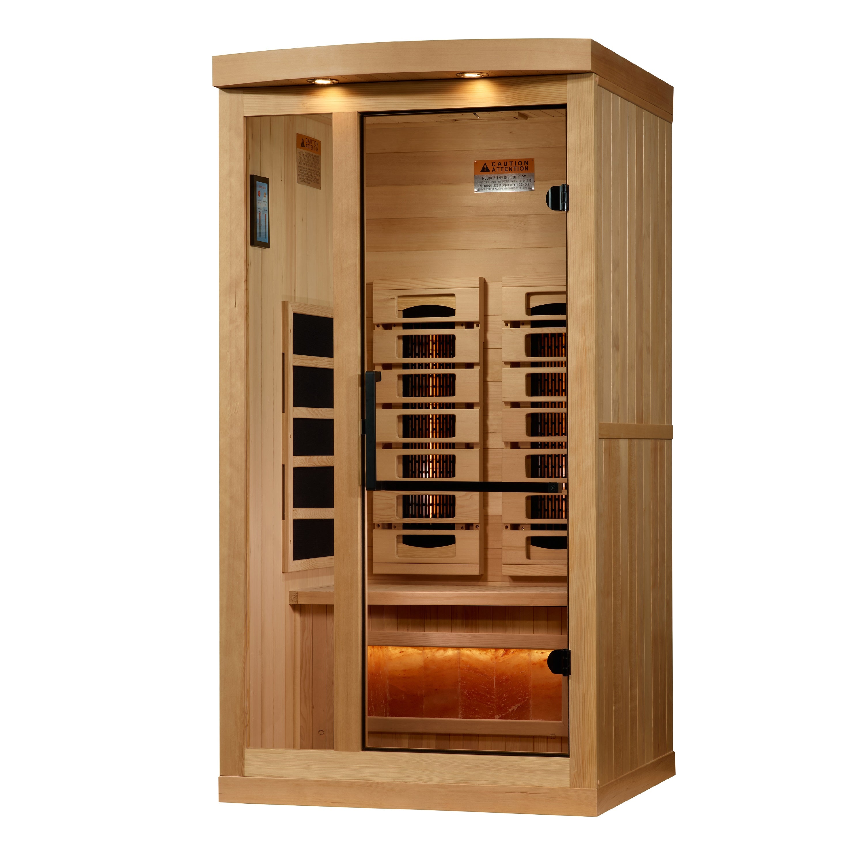 Golden Designs 1-2-Person Full Spectrum PureTech™ Near Zero EMF FAR Infrared Sauna with Himalayan Salt Bar (Canadian Hemlock)