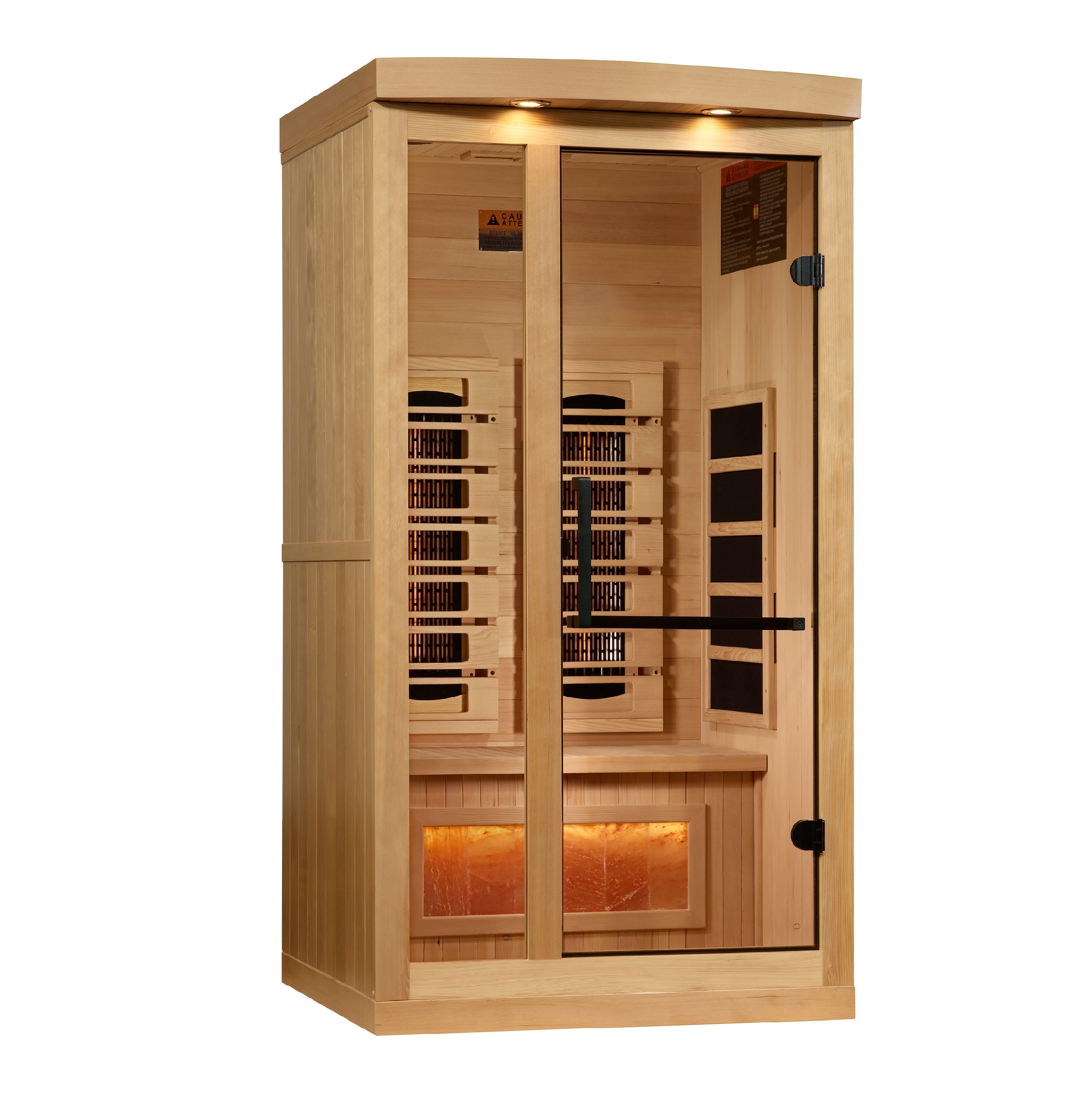 Golden Designs 1-2-Person Full Spectrum PureTech™ Near Zero EMF FAR Infrared Sauna with Himalayan Salt Bar (Canadian Hemlock)