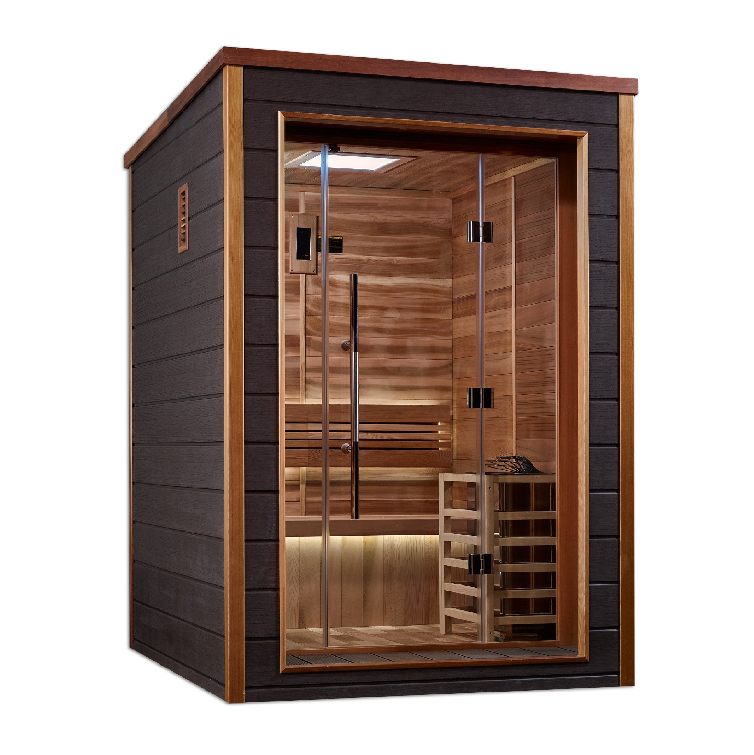 Golden Designs Narvik 2 Person Outdoor Traditional Sauna - Canadian Red Cedar Interior