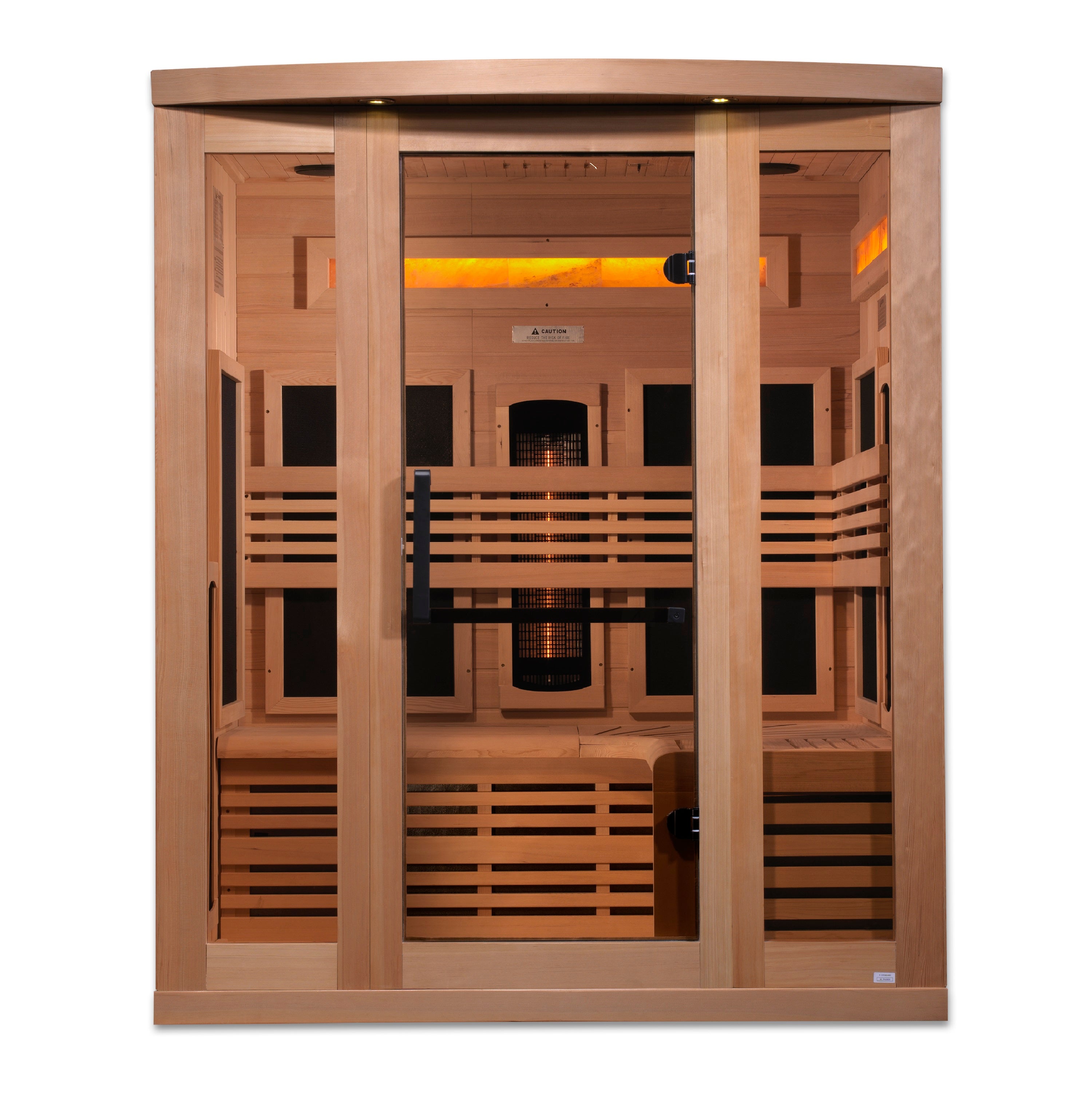 Golden Designs 3-Person Full Spectrum PureTech™ Near Zero EMF FAR Infrared Sauna with Himalayan Salt Bar (Canadian Hemlock)