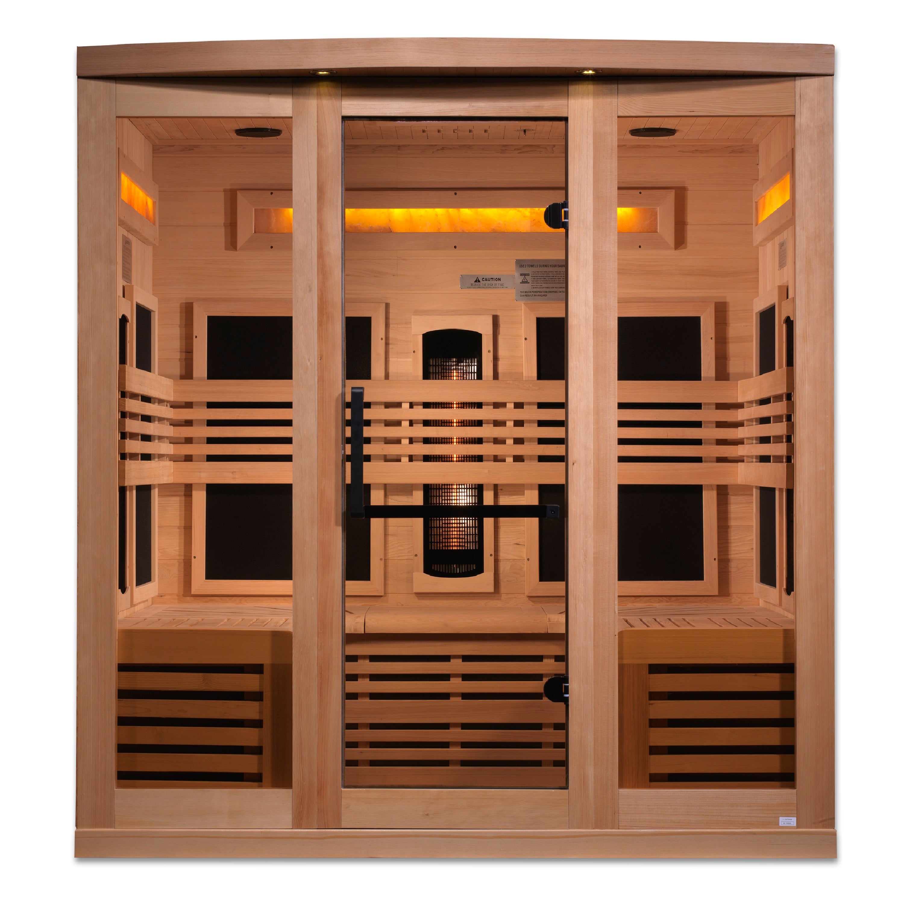 Golden Designs 6-Person Full Spectrum PureTech™ Near Zero EMF FAR Infrared Sauna with Himalayan Salt Bar (Canadian Hemlock)