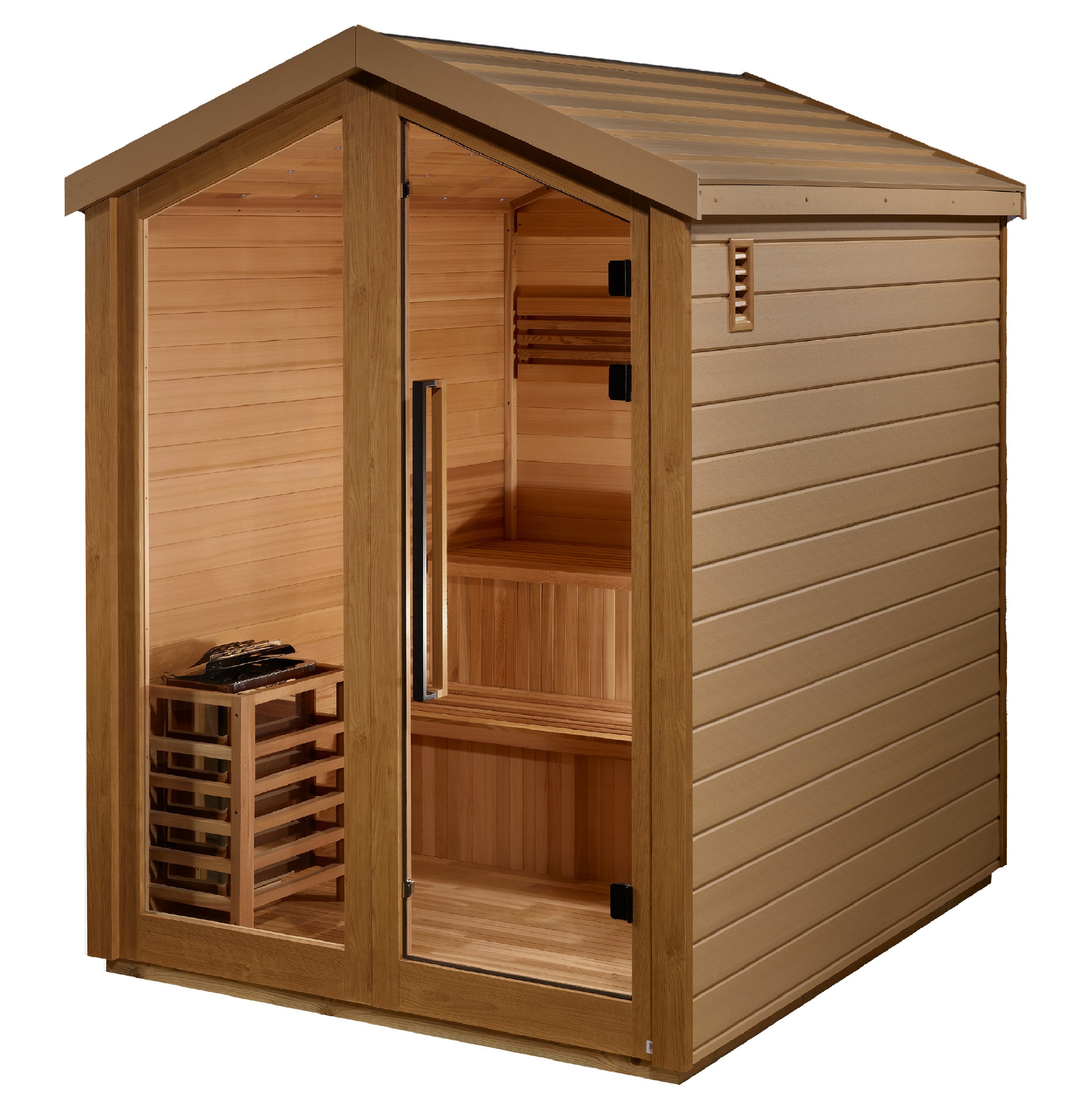 Golden Designs Savonlinna 3 Person Outdoor Traditional Sauna - Canadian Red Cedar Interior