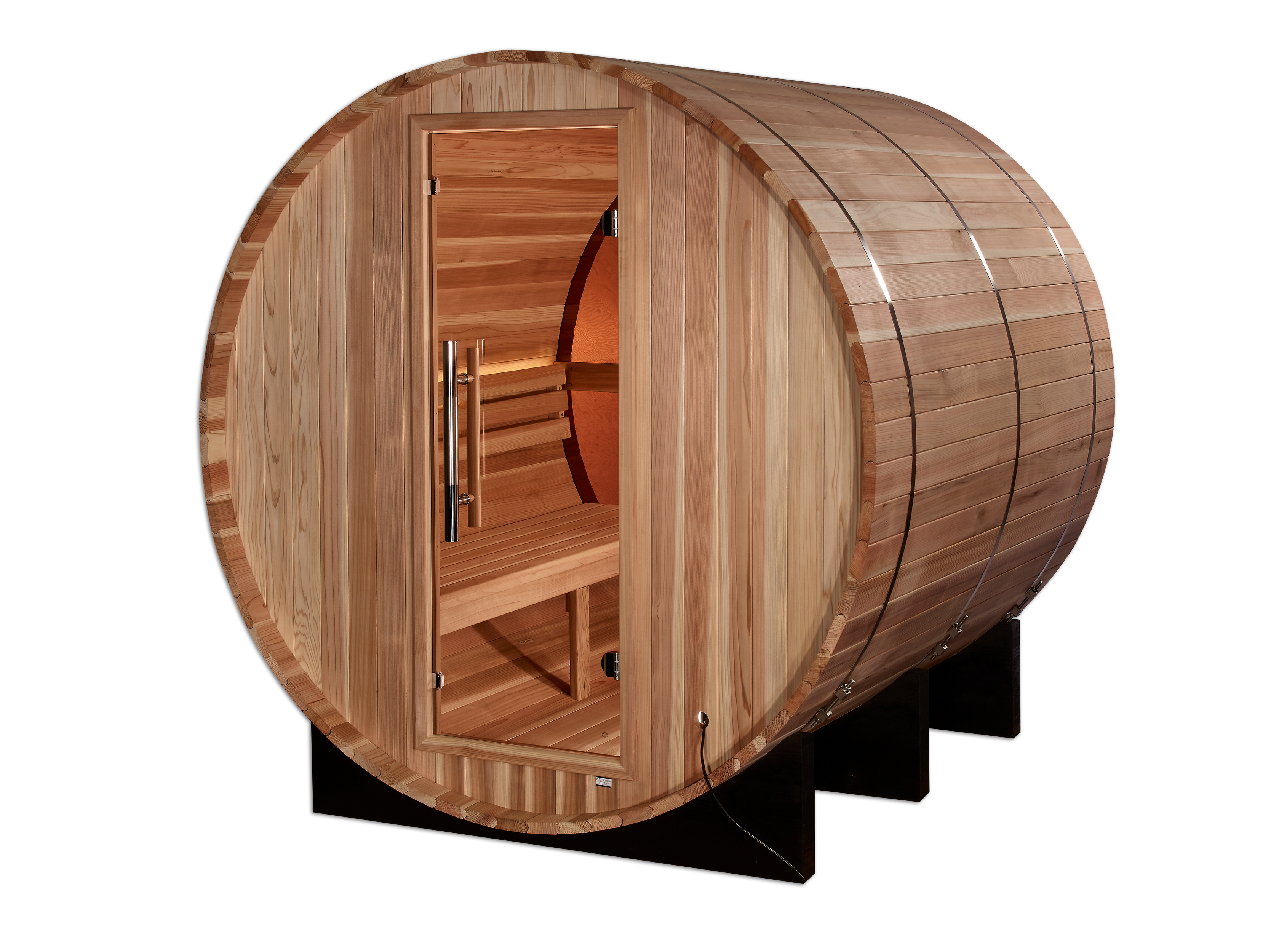 Golden Designs "Zurich" 4 Person Barrel with Bronze Privacy View - Traditional Sauna -  Pacific Cedar