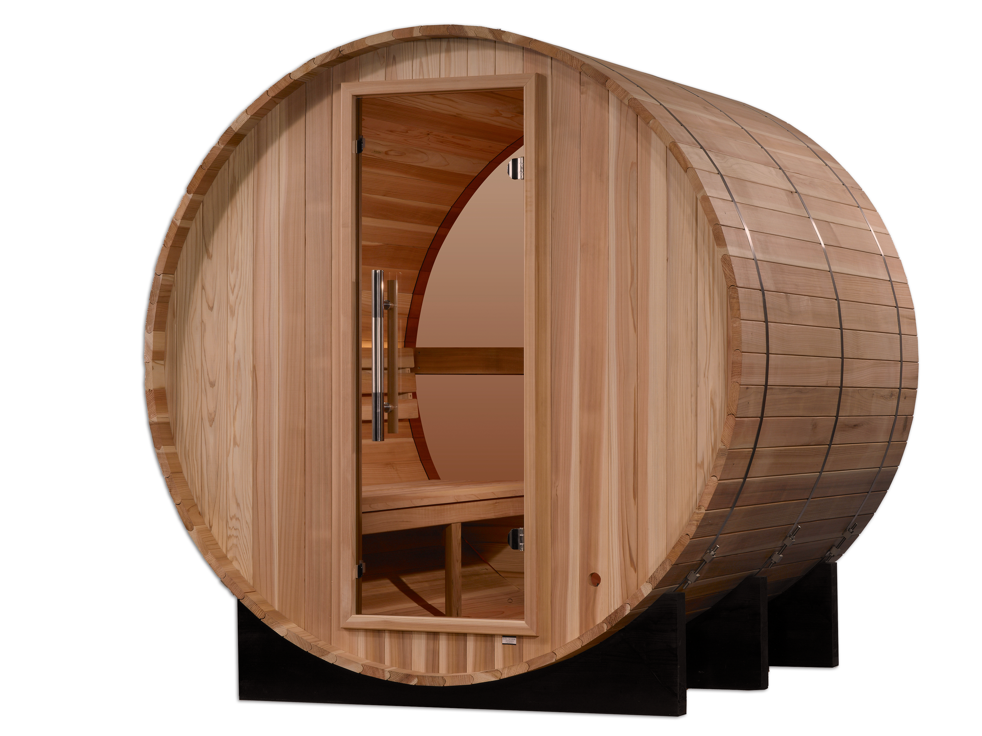 Golden Designs "Zurich" 4 Person Barrel with Bronze Privacy View - Traditional Sauna -  Pacific Cedar