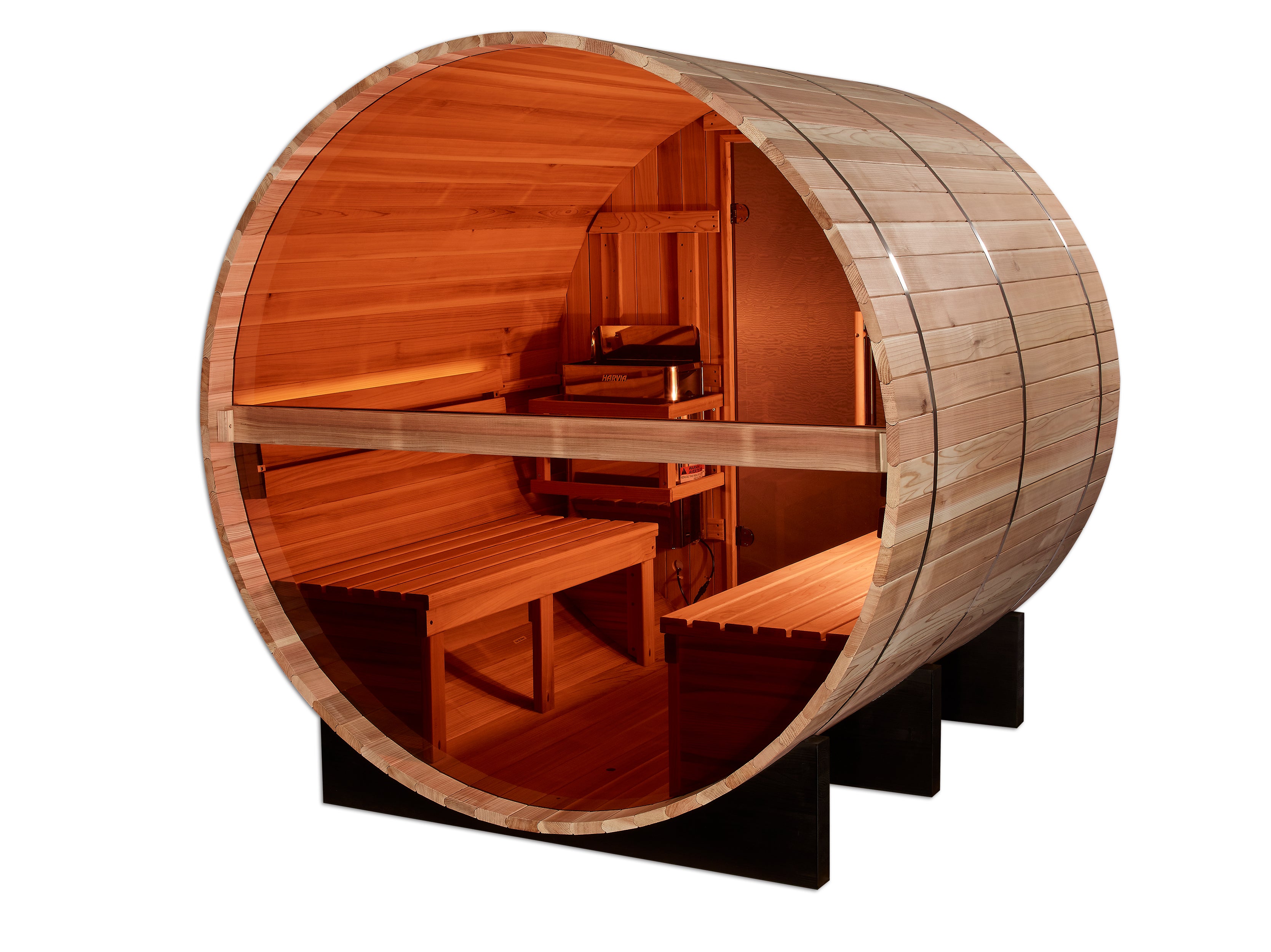 Golden Designs "Zurich" 4 Person Barrel with Bronze Privacy View - Traditional Sauna -  Pacific Cedar