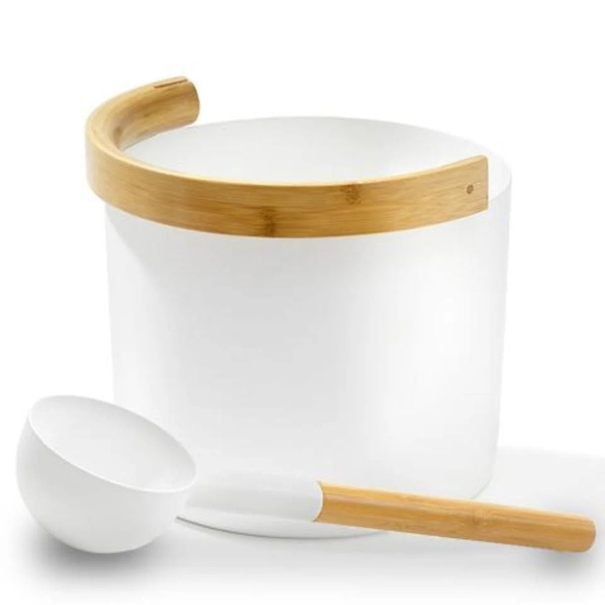 White Kolo Bucket with Wooden Handle & Ladle