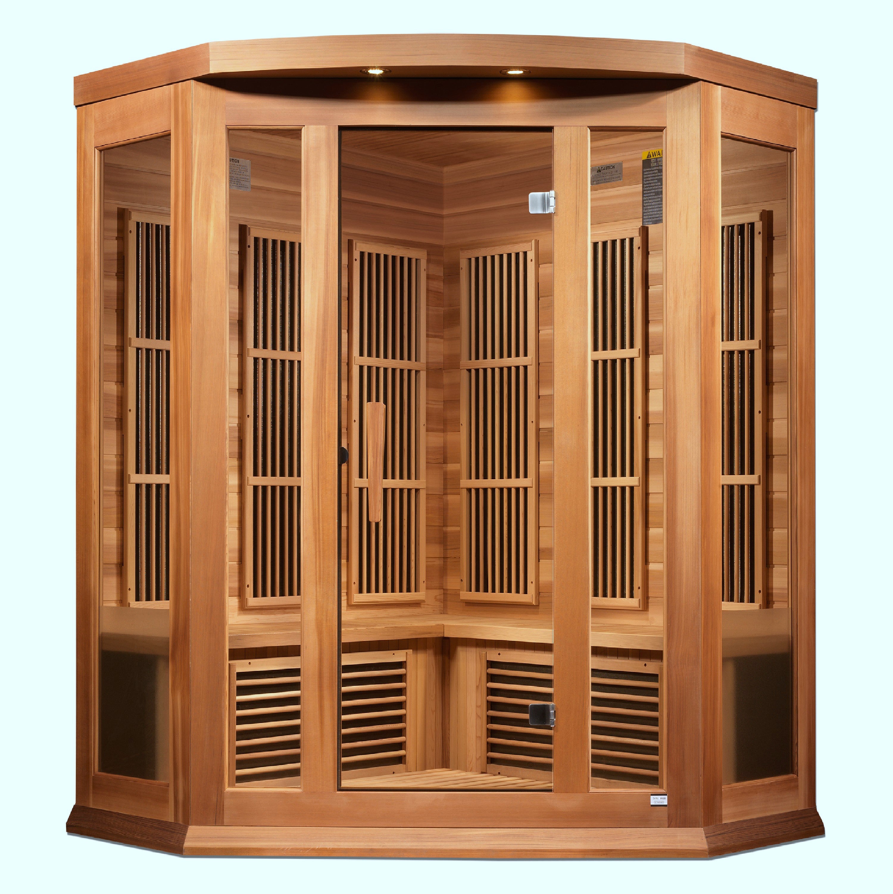 Maxxus 3-Person Corner Near Zero EMF (Under 2MG) FAR Infrared Sauna (Canadian Red Cedar)